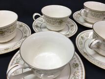 SU■ Noritake ノリタケ カップ&ソーサー 2種 10客 セット Contemporary コンテンポラリー ファインチャイナ 花柄 銀彩 金彩 陶器製 食器 _画像8