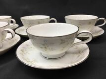 SU■ Noritake ノリタケ カップ&ソーサー 2種 10客 セット Contemporary コンテンポラリー ファインチャイナ 花柄 銀彩 金彩 陶器製 食器 _画像4