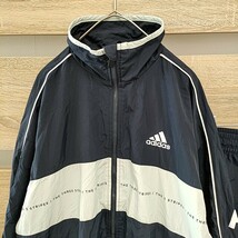 adidas（アディダス）ナイロンジャージセットアップ Ｓ ネイビー（Ma209） 上下ウインドブレーカーTHREESTRIPES■宅急便コンパクト発送！_画像2