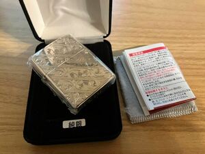 ZIPPO スターリング シルバー ジッポーライター 純銀 両面手彫り唐草 ジッポ STERLING SILVER オイルライター 喫煙具 正規品