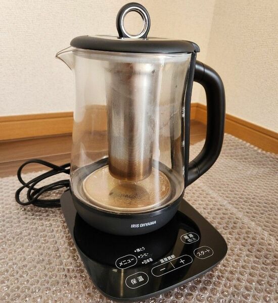 アイリスオーヤマ 電気ケトル おしゃれ ガラス 1.5L 保温 温度調節 1500ml IKE-G1500T-B