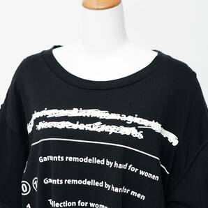 TG7673☆MM6 Maison Margiela メゾンマルジェラ カットソー Tシャツ オーバーサイズ ロゴプリント クルーネック コットン 半袖 黒 サイズLの画像3