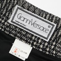 GP5521☆イタリア製 ジャンニヴェルサーチ Gianni Versace セットアップ スーツ ダブルジャケット ラップスカート チェック柄 黒×白_画像10