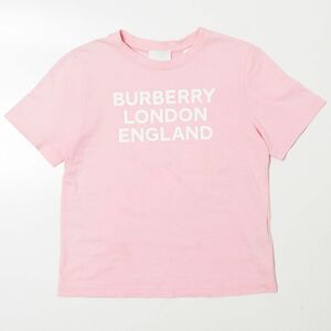 MG1775☆バーバリー BURBERRY キッズサイズ カットソー Tシャツ 半袖 ロゴプリント コットン クルーネック ピンク サイズ6Y 116cm