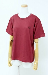 TH1371＝ロエベ/LOEWE*コットン*プルオーバー*半袖*Tシャツ*カットソー*サイズ46*ボルドー系/ロゴプリント