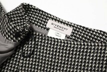 TG1117〇GIVENCHY ジバンシィ*ウール100％*総柄*膝丈*巻きスカート*ラップスカート*サイズ38*ブラック×グレー系_画像3