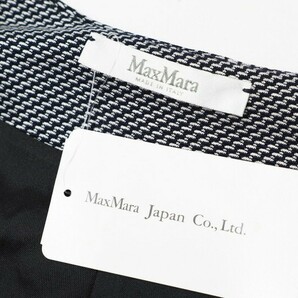 MF8520〇未使用*定価8万円*イタリア製*MaxMara/マックスマーラ*白タグ*Vネック*膝丈*ノースリーブワンピース*38*ネイビー×ホワイト系の画像3