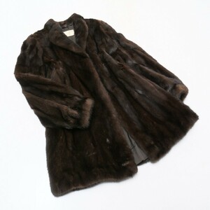 GP4981〇Carven furs*最高級毛皮*マホガニーミンク*MINK*ミンクファー*リアルファー*ファーコート*ハーフコート*サイズ13～15*ブラウン