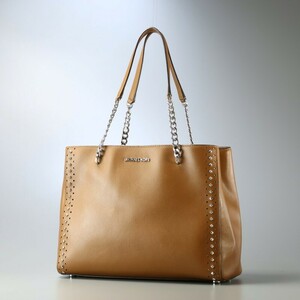 MG1212*マイケルコース MICHAEL MICHAEL KORS*スタッズ*レザートートバッグ*チェーンショルダーバッグ*A4対応*肩掛け*ブラウン