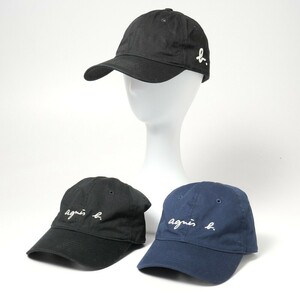 TH0740*《3点セット》アニエスベー agnes b. CASQUETTE ロゴキャップ b. キャップ 帽子 ベースボールキャップ ブラック/ネイビー