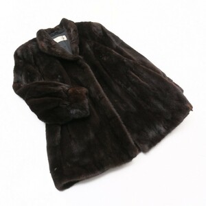 GP5331◆FOSTER◆THE AMERICAN FUR AWARDS*4つ星*ダークミンク*MINK*最高級毛皮*リアルファ―*ファーコート*ハーフコート*M*ダークブラウン