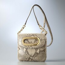 MG1560*マイケルコース MICHAEL MICHAEL KORS*パイソン型押しレザー*チェーンショルダーバッグ*ポシェット*斜め掛け*ベージュ系_画像1