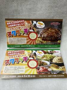 ブロンコビリー スクラッチ クーポン ジェラート &ドリンクバー無料券　2枚