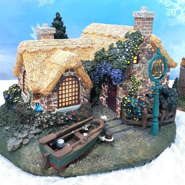 Maler des Lichts [Thomas Kinkade Seaside Boathouse Diorama Light] Britische Landschafts-Retro-Landschafts-Torlampe antik, Innenausstattung, Ornament, westlicher Stil