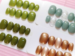 M size very short *a- scalar green blue green brown group color 4 point set set sale artificial nails 