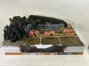 Nゲージ 鉄道模型 ジオラマ 昭和 春の田園風景 菜の花 桜 少年時代 車両展示台 ディスプレイ marg-F