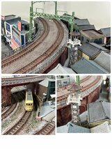 Nゲージ 鉄道模型 ジオラマ 昭和 レンガ高架橋 下町の商店街 柳がある川 都電のある風景 都電モジュール 車両展示台 ディスプレイ marg-B_画像6