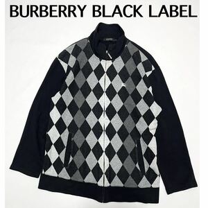 BURBERRY BLACK LABEL バーバリー　ブラックレーベル　パーカー　ジップアップ　ジャンパー　L メンズ　アーガイル　バーバリー　