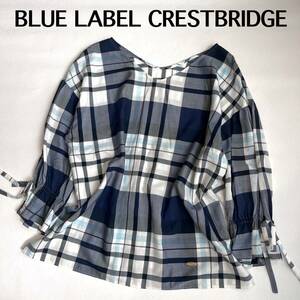 美品　ブルーレーベルクレストブリッジ　ブラウス　長袖　トップス　シャツ　七分袖 チェック BLUE LABEL CRESTBRIDGE