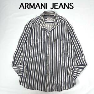 ARMANI JEANS アルマーニ　ジーンズ　長袖シャツ ストライプ アメカジ　コットンジャケット　ジャケット　シャツジャケット　M