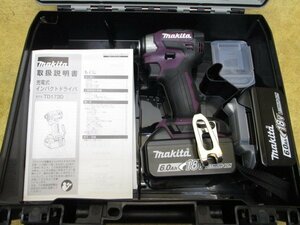 未使用 makita マキタ 充電式インパクトドライバ TD173DXAP オーセンティックパープル 18V 6.0Ah バッテリ2個・ケース付 充電器なし