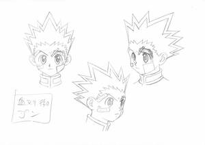 HUNTER×HUNTER ハンターハンター ゴン 2枚セット 設定 直筆ラフ画 原画 動画 冨樫義博 集英社 週刊少年ジャンプ セル画【A411】