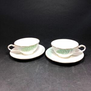  Noritake ノリタケ GRAND VERT グランヴェール 萌黄野 金彩 カップ＆ソーサー 2客セット ペア 未使用 洋食器