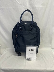 美品　ace　エース　キャリーバッグ　機内持ち込み　ミントリー　22リットル　4輪　キャスターストッパー　ネイビー