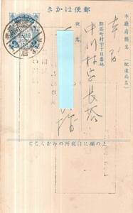 震災はがき　茨城県猿島郡岩井町某氏より年賀状　大正13年1月2日消印　エンタイア実逓便葉書