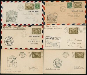 [9014515]カナダ 1928 5c Air post stamp 記念カバー 6通(混貼り含む。使用年内