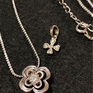 フラワーモチーフ*ジルコニアネックレス オマケ付き ヴィンテージ