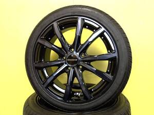 S3776 新品 4本 レグザス フォーベックス 6.5J +53 5H 114.3 ブラッククリア 中古 205/45R17 ナンカン フリード CR-Z ロードスター NC