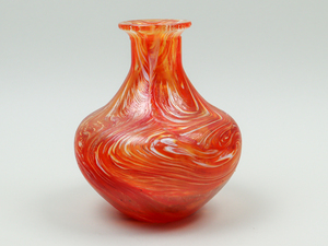 nQTV ガラス オレンジ ホワイト 花瓶 フラワーベース