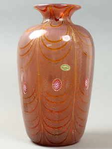 nHeV ベネチアンガラス ムラノ Franco Moretti ミルフィオリ 花瓶 35cm 飾り壷