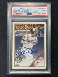 ガナー ヘンダーソン 2023 Topps Series 1 Gunnar Henderson 1988 Topps Auto RC Rookie #88BAGH PSA 9