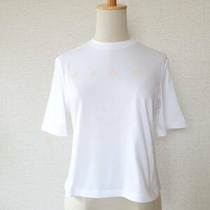 【新品・未使用】MARNI KIDS グリッターロゴ コットンTシャツ　ホワイト　14Y　　M01027M00NE　