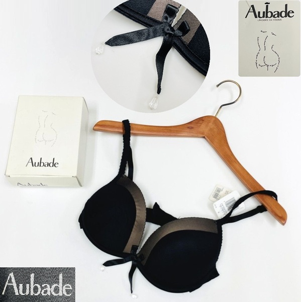 未使用品 /B85/ Aubade NOIR ブラック パデッドブラ ブラジャー タグ レディース フランス フェミニンエレガント上品大人可愛い オーバドゥ