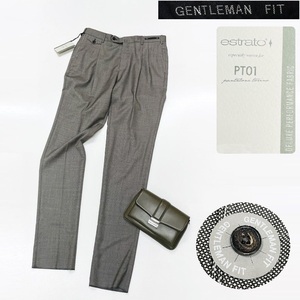 未使用品 GENTLEMAN FIT PT01 ベージュ プリーツパンツ メンズ フォーマルオフィスカジュアルピーティーゼロウーノ ジェントルマンフィット