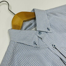 未使用品 /M/ Allowed To Unfold ブルーストライプ 長袖カラーシャツ メンズ ボタン オフィスカジュアル フォーマル タグ ビジネス 通勤 _画像3