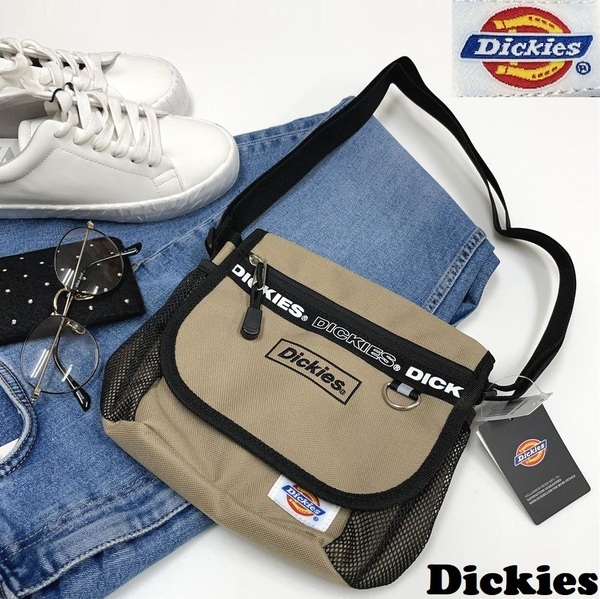 未使用品 Dickies ベージュ ミニショルダーバッグ メンズ レディース フラップ式 カジュアル アウトドアキャンプアメカジタグ ディッキーズ