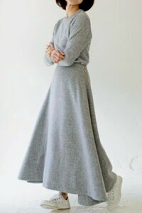  ultimate beautiful goods *MADISONBLUE Madison blue wool flair skirt / gray *01