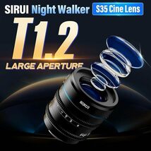 SIRUI Night Walker 55mm T1.2 シネレンズ 大口径マニュアルフォーカスレンズ ( MS55X-B, Xマウント, ブラック )_画像3
