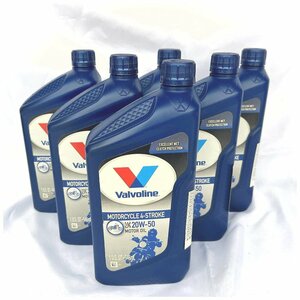 Valvoline バルボリン　4ストローク モーターサイクルオイル 20W-50 SL　1QT（946ml） お買得6本セット