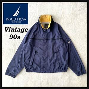 【希少】90s nautica ノーティカ ナイロン セーリング ジャケット ブルゾン ジャンパー 収納フード