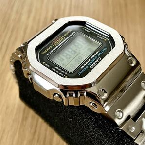 送料無料 新品CASIO カシオG-SHOCK GショックDW-5600 フルメタル カスタム本体付きデジタル腕時計 ステンレス シルバーベゼル＆ベルトの画像4