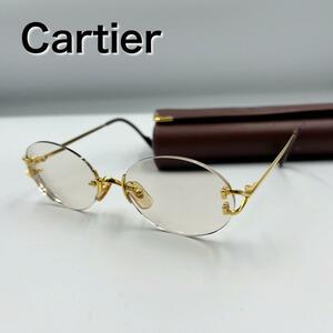 Cartier カルティエ メガネ リムレス ゴールド 度入り アイウェア カラーレンズ 眼鏡