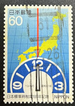chkt774　使用済み切手　日本標準時制定100年記念　1986　昭和61年　ローラー印　61.7.26_画像1