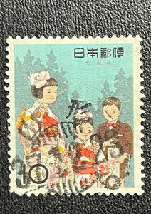chkt865 used . stamp annual functions or events The Seven-Five-Three Festival 1962 year . type seal Yamagata 37.12.23