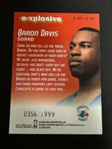 NBA 99-00 E-X E-XPLOSIVE #2XP Baron Davis 1,999枚限定シリアルナンバー入り　※コンディション注意_画像2