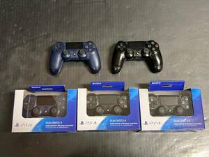 □【ジャンク】ワイヤレスコントローラー(DUALSHOCK(R)4) ５点セット ジェット・ブラック/ミッドナイト・ブルー (CUH-ZCT2J)